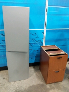 (1) Two Drawer Cabinet 22”x15 1/2”x28” (1) Two Door Wall Haging Organizer 16”x16”x5’