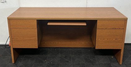 Light Stained MDF Four Drawer Executive Computer Desk 2’x66”x30”