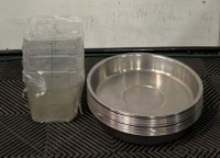(3) Four Quart Plastic Mesuring Containers (16) Stainless Steel Pet Water Drinking Bowls