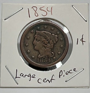1854 Large One Cent Coin (Carded)