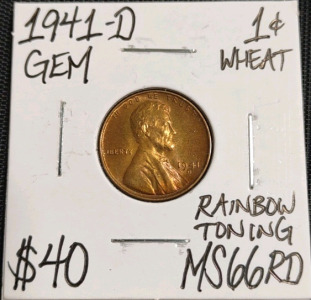 1941-D MS66RD Red Gem Wheat Copper Penny