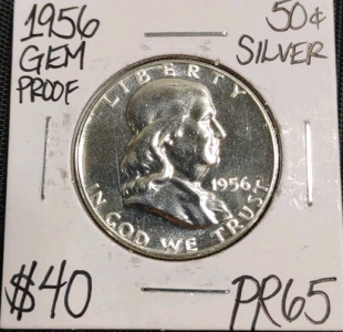 1956 PR65 Gem Proof Silver Franklin Half Dollar