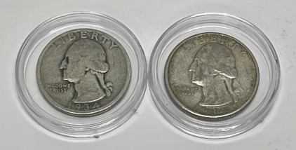 (2) 90% Silver Washington Quarters Dated 1934