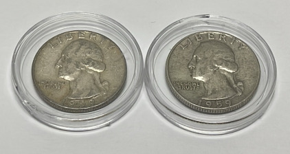 (2) 90% Silver Washington Quarters Dated 1959