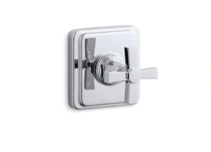 New - Kohler Pinstripe Pure Rite-Temp Transfer Valve Trim w/ Cross Handle - Polished Nickel