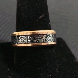 Size 10 Rose Gold & Silver Toned Men's Viking/ Nordic Wedding Band