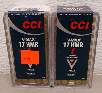 (2) CCI V-MAX 17 HMR Ammunition - 50 Rounds Each