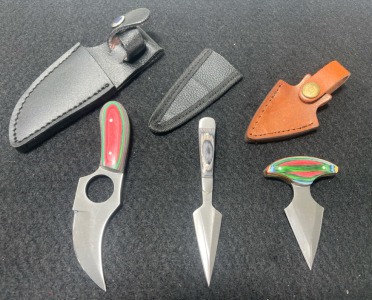 (1) Bosom Dagger (1) Tri-Angular Push Dagger (1) Short Skinner Knife