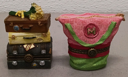 (2) Boyds Figural Collection - Travel Themed Trinket Boxes