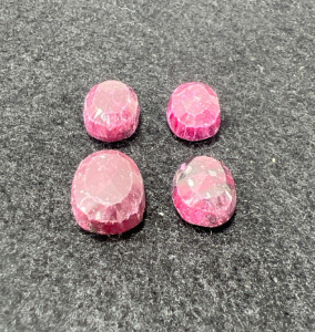 (4) Madagascar Enhanced Oval Cut & Faceted Ruby Stones