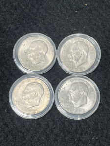 (4) Eisenhower US Dollar Coins 1972 & 1977