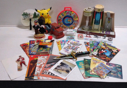 A 1994 Bandai Mighty Morphin Power Rangers Power Dome Morphin Playset, (5) Assorted DC & Marvel Comics, (4) Book Digimon Monster Manga Book Collection, & Much More Toys!!