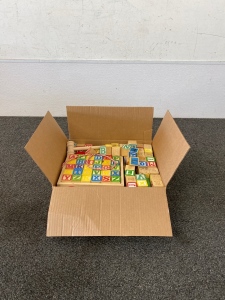 Box With Wooden Alphabet Learning Blocks