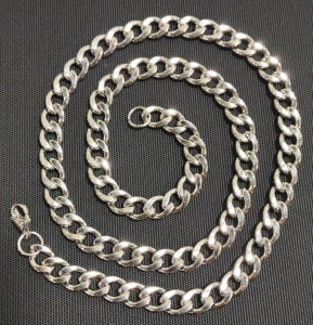 24" Silver Toned Thick Flat Curb Link Chain Necklace