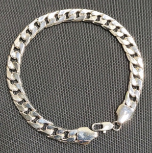 8" Silver Toned Curb Link Chain Bracelet