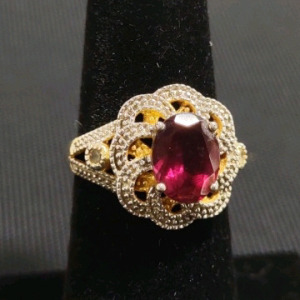 Size 5.75 HT 925 Silver Oval Cut Garnet Ring