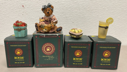 (1) Boyd&rsquo;s Bears &ldquo;Justina Bear&rdquo; And (3) The Boyd&rsquo;s, Uncle Beans, Collectibles Small Resin Treasure Boxes