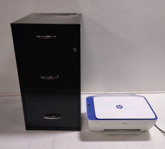 18"x 14&frac14;"x 27&frac14;" (Black) Filing Cabinet & A HP DeskJet 2622 Scan/Print/Copy Machine
