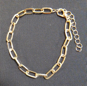 9" 14k Gold Plated Paper Clip Link Chain Bracelet