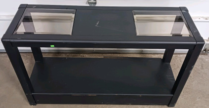 Broyhill Black Glass-Top 2 Drawer Console Table - 47&frac12;"x15&frac34;"x29"