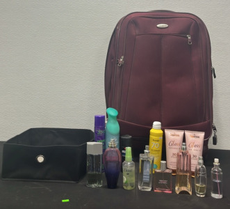 (1) Suitcase (8) Perfumes (3) Bottles of Sunscreen & More!