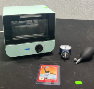 (1) Dash Mini Toaster Oven (1) Michael Jordan Collector Card (1) Sphygomanometer (1) Turkey Baster