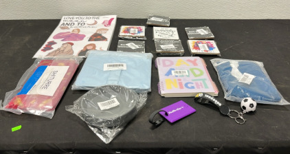 (9) Decor Pieces (1) Picture Album (2) Key chains (6) Plant Water Catchers (1) Bag (1) Journal (2) Keychains