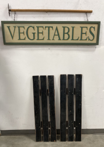 Hanging “Vegetable” Sign & (2) Shelves