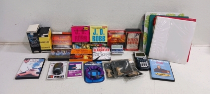 (7) Binders w/ Assorted Audiobooks DVDs & Accessories