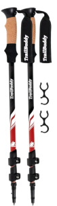 (1) Pair Of TrailBuddy Trekking Poles - Lightweight, Collapsible Hiking Poles for Snowshoe & Backpacking Gear - 7075 Aluminum W/ Cork Grip, Beetle Red