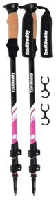 (1) Pair Of TrailBuddy Trekking Poles - Lightweight, Collapsible Hiking Poles for Snowshoe & Backpacking Gear - 7075 Aluminum W/ Cork Grip, Berry Pink