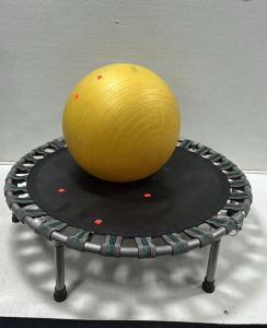 (1) Stamina 36&rdquo; Fitness Trampoline w/ Foldable Frame - 250 lb. Capacity, (1) Yellow Inflateable Exercise Ball