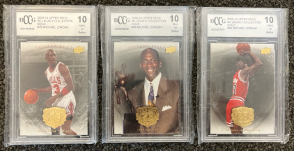 (3) BCG Grade 10 Michael Jordan Mj Legacy Collection Gold, #35, #46, #24