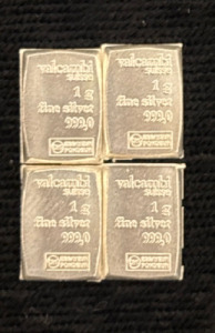 (4) 1 Gram 999.0 Fine Silver Bars