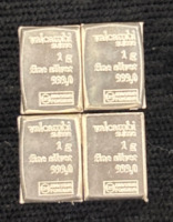 (4) 1 Gram 999.0 Fine Silver Bars