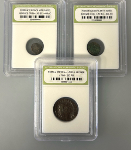 (3) Roman Widows Mite Size Bronze Coins