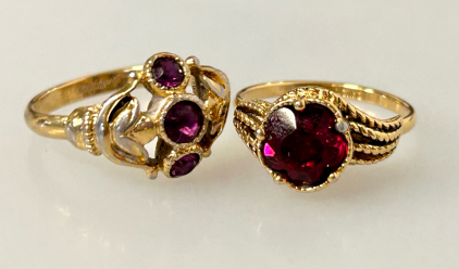 (2) Gold Toned Rings Size 7 and 8.25
