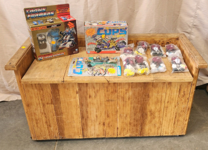 Large Wooden Toy Box With Vintage Toys