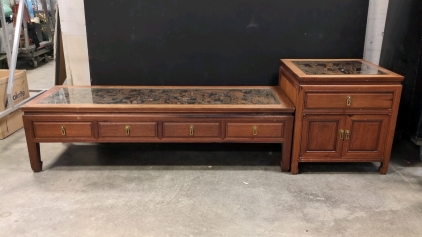 Coffee Table and End Table with Beautiful Oriental Engravings