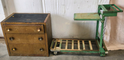 Heavy Duty Metal Cart and 3 Drawer Metal Dresser