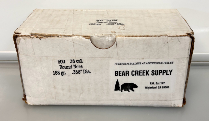 (500) Rounds Of Bear Creek Supply 38 Cal. 158 Gr. Round Nose Bullets