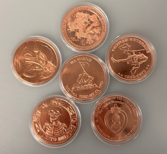 (6) 1-Oz Copper Rounds