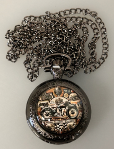 Small Black Pocket Watch "Motorcycle"