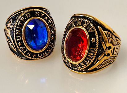 (2) Men's "United States Air Force and Army" Replica Rings