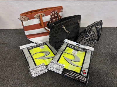 (2) Radwear Safety Mesh Vests and (3) Purses (Michael Kors and Coach)