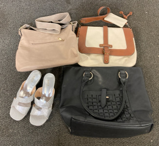 (3) Purses, & Allot Heels - Size 7