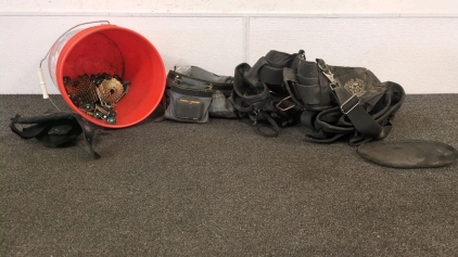 Construction Harnesses, Bucket, and Rolls of Nails
