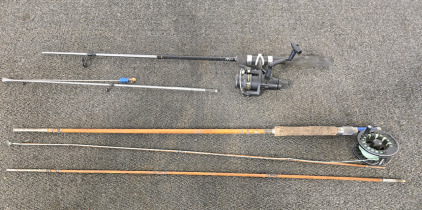 (1) Fishing Pole, (1) Vintage Wooden Fly-Fishing Pole