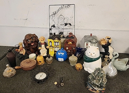 Various Cookie Jars .. Wine Bottle Holders.. Girls Mickey Mouse Watch..... Candy Dishes Wall Decor.. and More ..