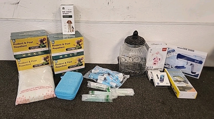 Glass Cookie Jar.. Rodent &Pest Repellent (4 Boxes) Natural Hand lotion.. Elephant Temperature Control Baby Shower... Sensor Street Lamp..Electric Water Gun.. and More..